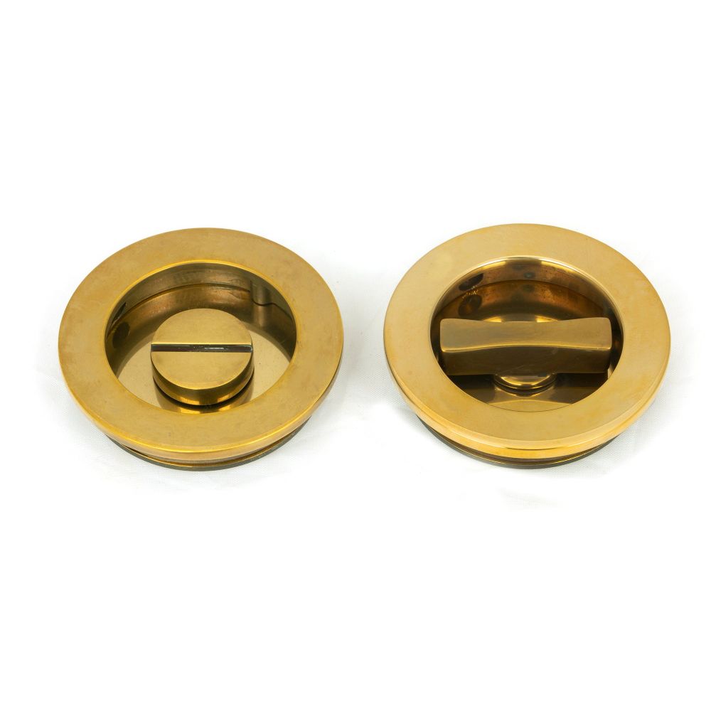 From The Anvil - Aged Brass 60mm Plain Round Pull - Privacy Set | Sku. 48330 | Trade Door Handles.
