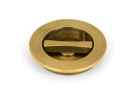 From The Anvil - Aged Brass 75mm Plain Round Pull - Privacy Set | Sku. 48331 | Trade Door Handles.