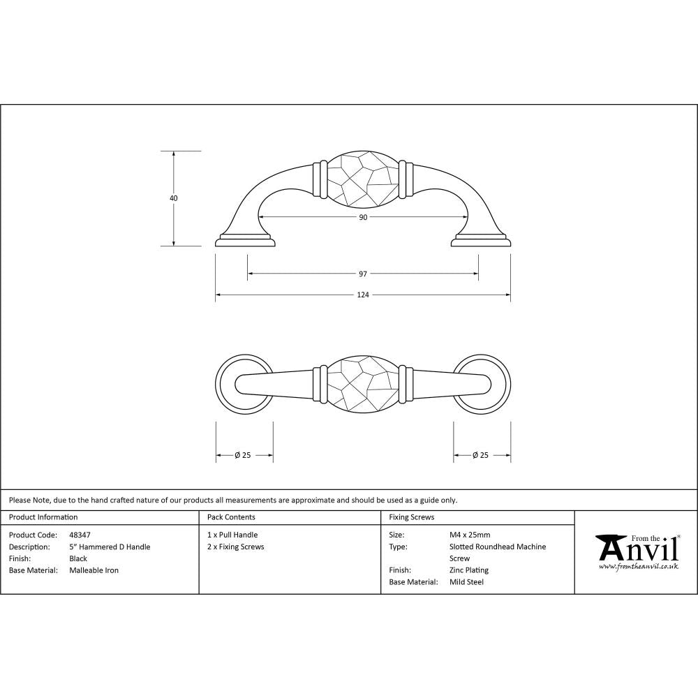 From The Anvil - Black 5" Hammered D Handle | Sku. 48347 | Trade Door Handles.
