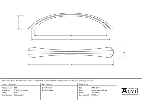 From The Anvil - Black 7" Shell Pull Handle | Sku. 48351 | Trade Door Handles.