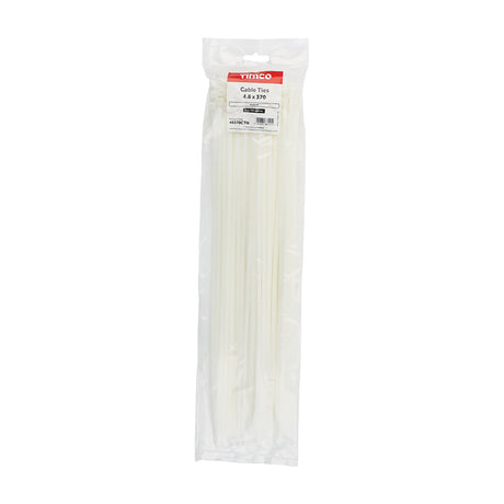 This is an image of Timco - Cable Ties - Natural 4.8 x 370mm - (100 PCS Bag) 48370CTN