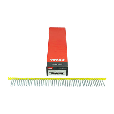 This is an image of Timco - Collated Timber to Light Section Screws - Countersunk - Wing-Tip - Self-Drilling - Zinc 4.8 x 65mm - (500 PCS Box) 4865COLLW