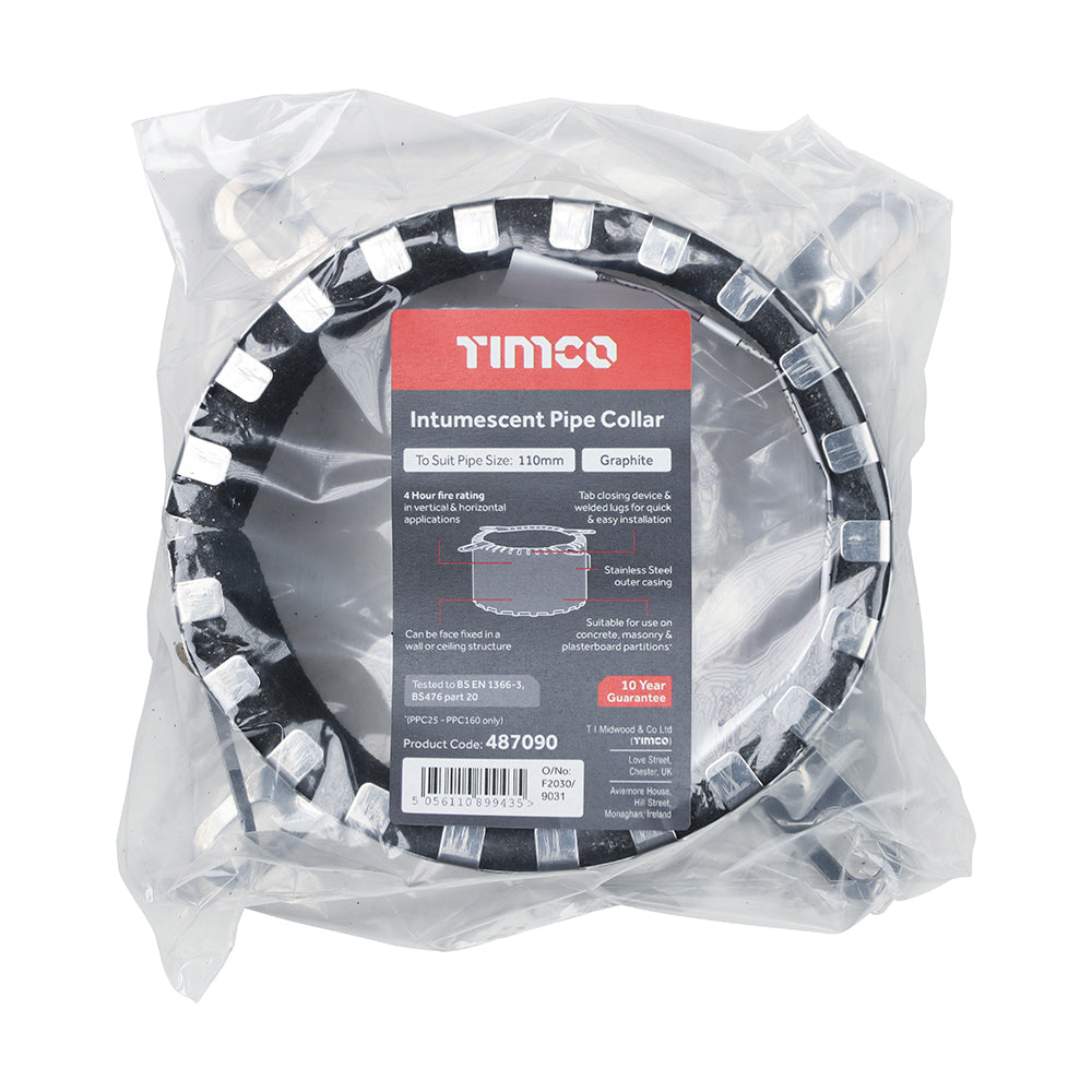 This is an image of Timco - Intumescent Pipe Collar Pipe Size 110mm - (1 Each Bag) 487090