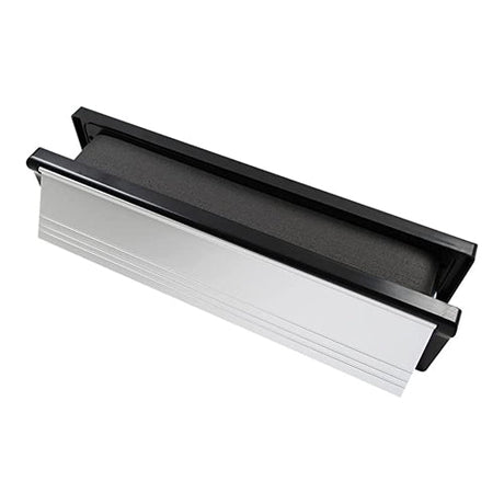 This is an image of Timco - Intumescent Letterbox - Polished Silver - Black Frame 305 x 70 (1 Each Box) 487299