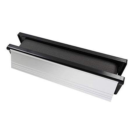 This is an image of Timco - Intumescent Letterbox - Satin Anodised Aluminium - Black Frame 272 x 70 (1 Each Box) 487438