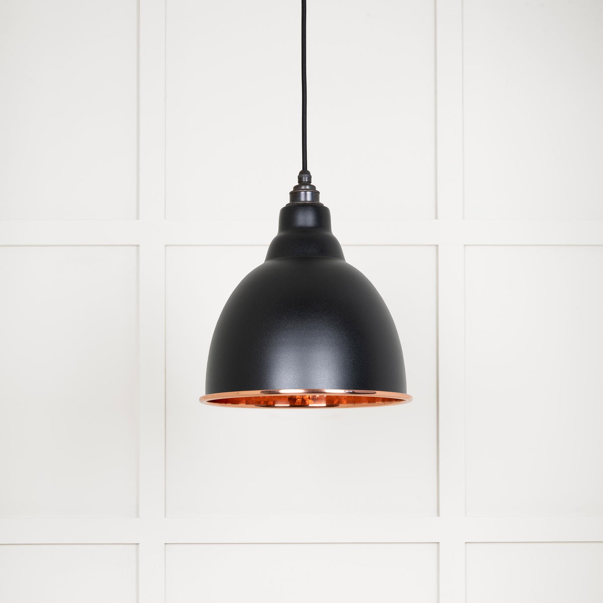 From The Anvil - Hammered Copper Brindley Pendant in Elan Black | Sku. 49500EB | Trade Door Handles.