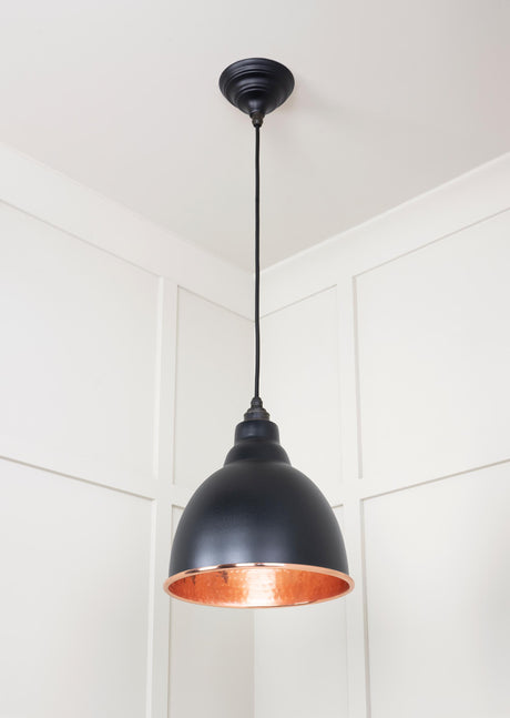 From The Anvil - Hammered Copper Brindley Pendant in Elan Black | Sku. 49500EB | Trade Door Handles.