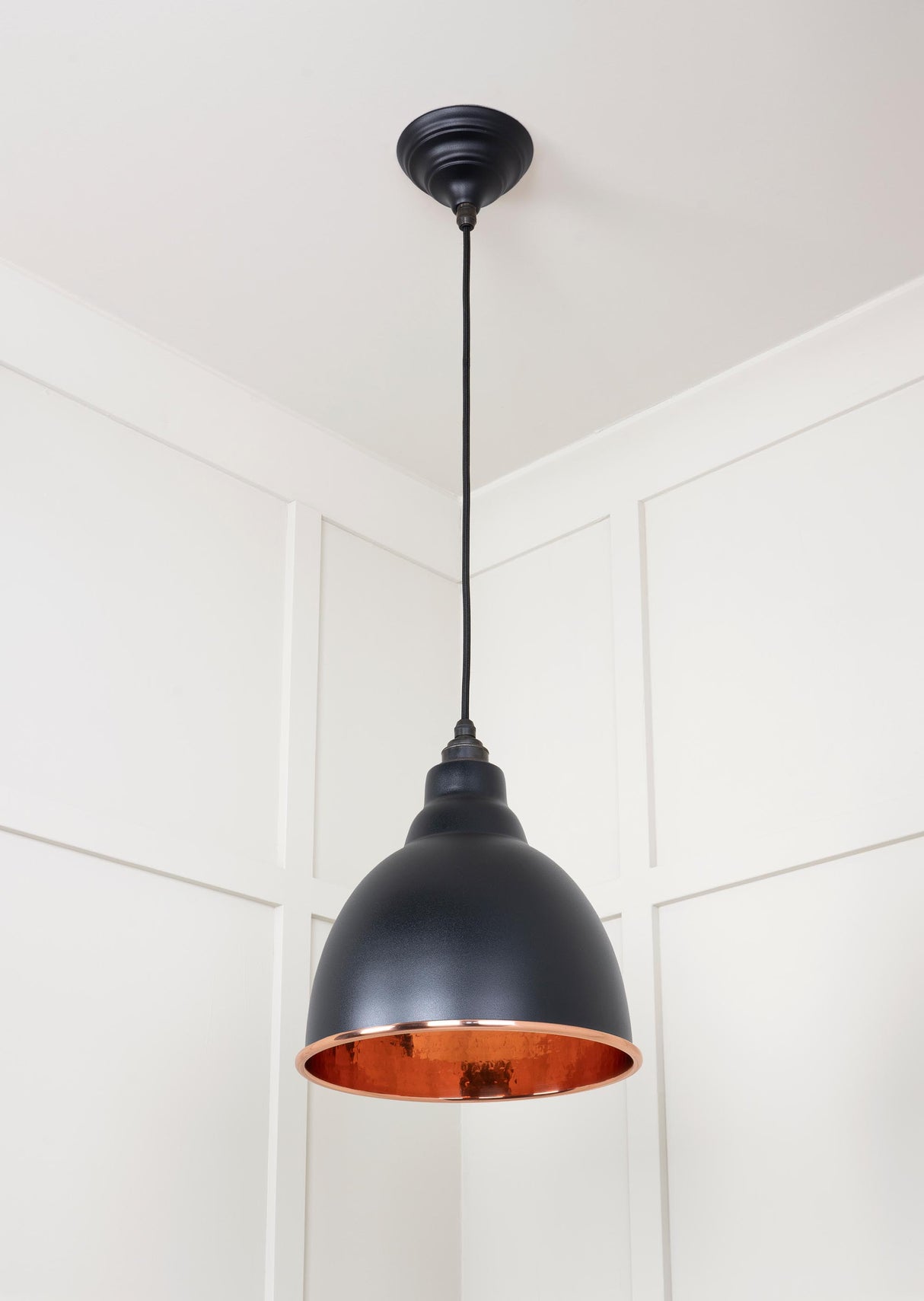 From The Anvil - Hammered Copper Brindley Pendant in Elan Black | Sku. 49500EB | Trade Door Handles.