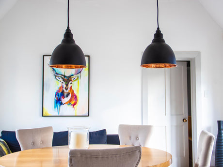 From The Anvil - Hammered Copper Brindley Pendant in Elan Black | Sku. 49500EB | Trade Door Handles.