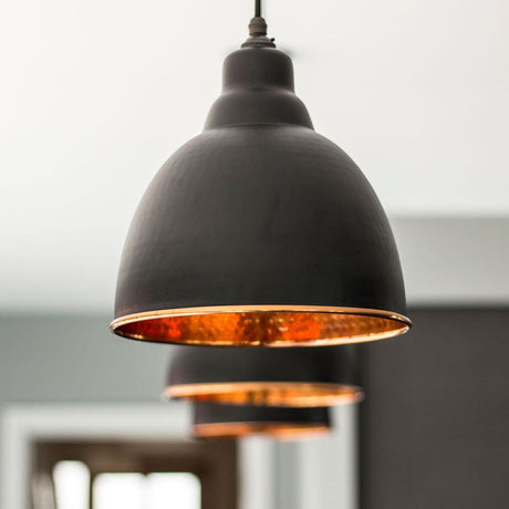 From The Anvil - Hammered Copper Brindley Pendant in Elan Black | Sku. 49500EB | Trade Door Handles.
