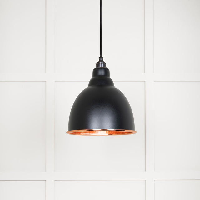 From The Anvil - Hammered Copper Brindley Pendant in Elan Black | Sku. 49500EB | Trade Door Handles.