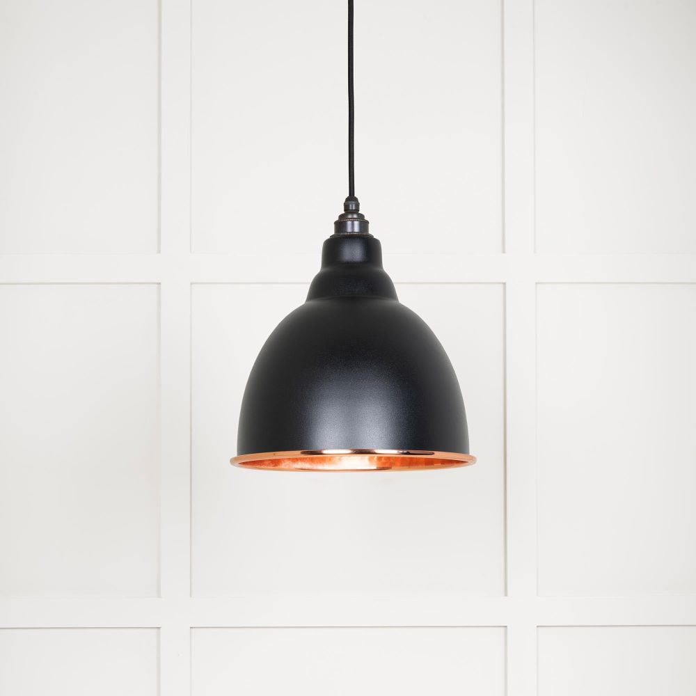 From The Anvil - Hammered Copper Brindley Pendant in Elan Black | Sku. 49500EB | Trade Door Handles.