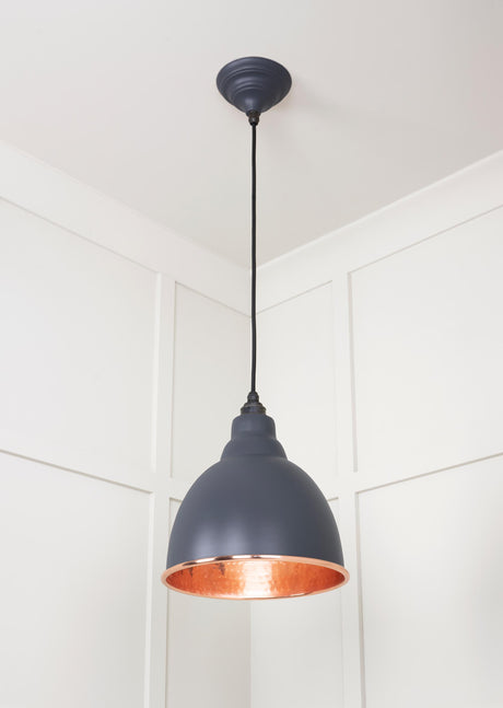 From The Anvil - Hammered Copper Brindley Pendant in Slate | Sku. 49500SL | Trade Door Handles.