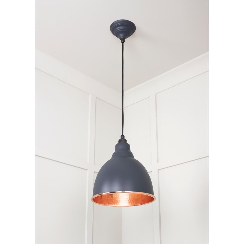 From The Anvil - Hammered Copper Brindley Pendant in Slate | Sku. 49500SL | Trade Door Handles.