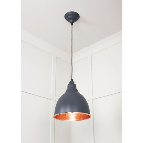 From The Anvil - Hammered Copper Brindley Pendant in Slate | Sku. 49500SL | Trade Door Handles.