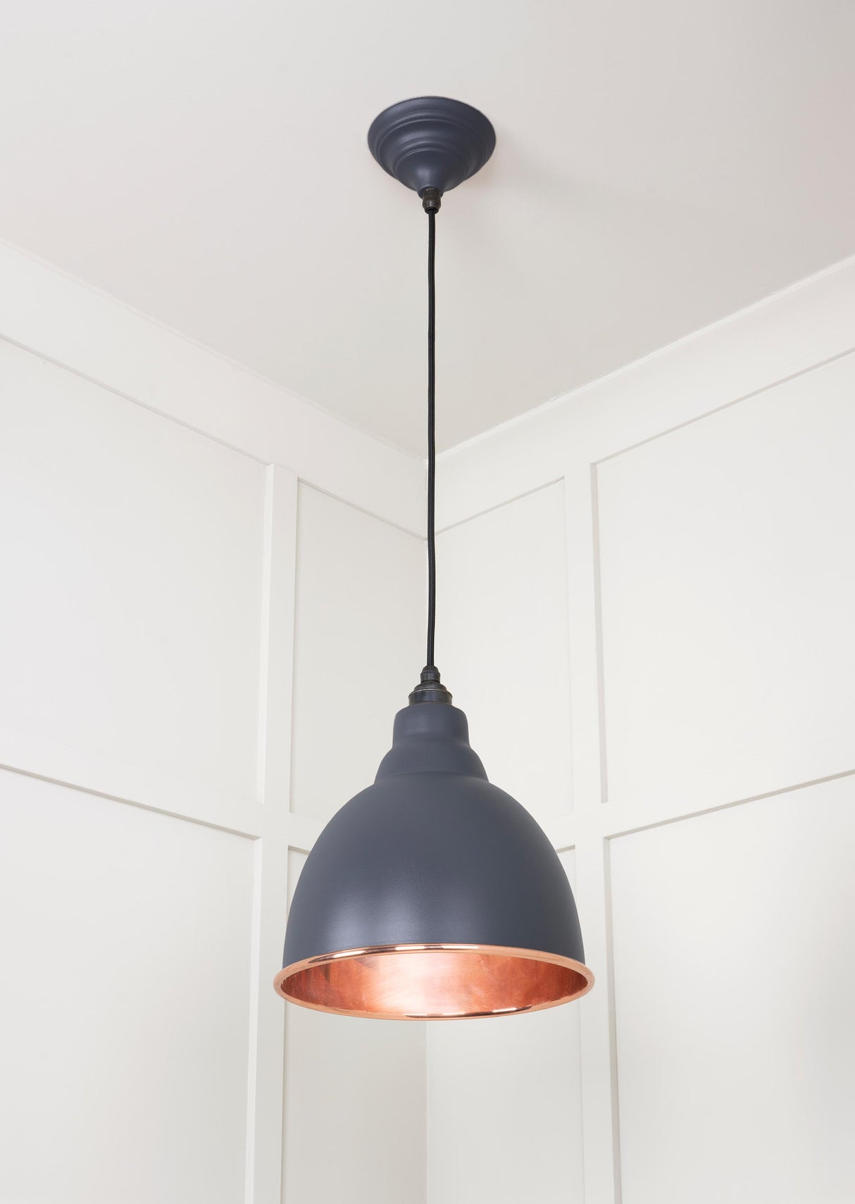 From The Anvil - Smooth Copper Brindley Pendant in Slate | Sku. 49500SSL | Trade Door Handles.