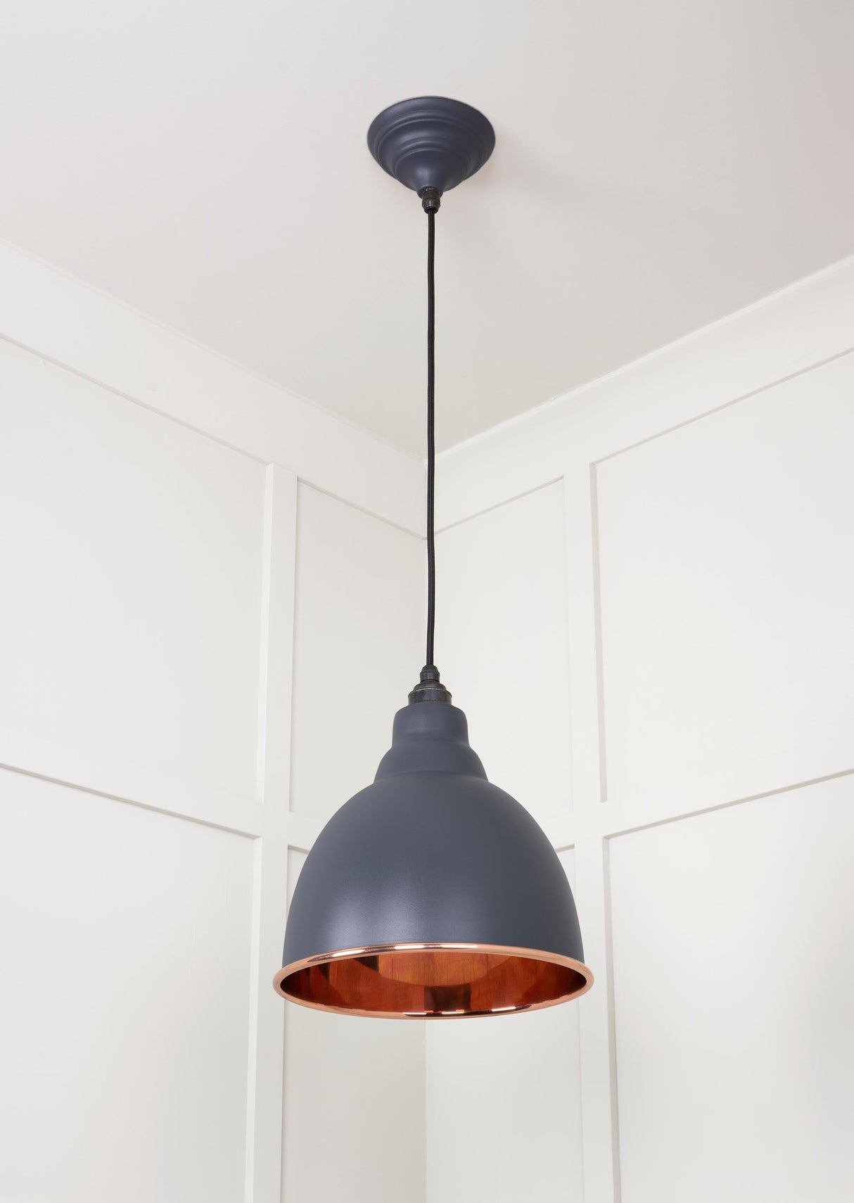 From The Anvil - Smooth Copper Brindley Pendant in Slate | Sku. 49500SSL | Trade Door Handles.