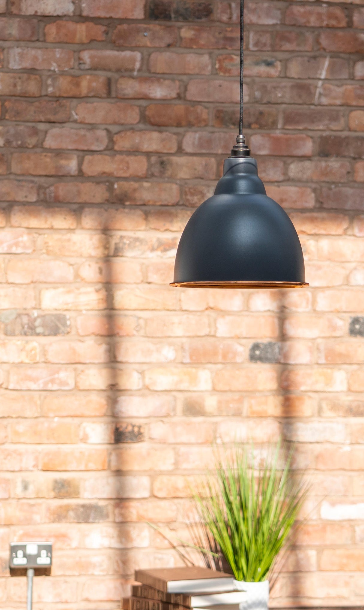 From The Anvil - Smooth Copper Brindley Pendant in Slate | Sku. 49500SSL | Trade Door Handles.