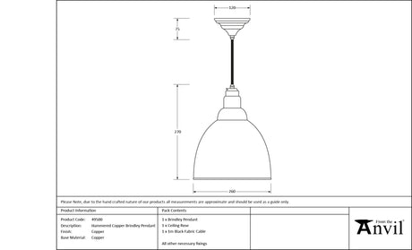 From The Anvil - Hammered Copper Brindley Pendant | Sku. 49500 | Trade Door Handles.