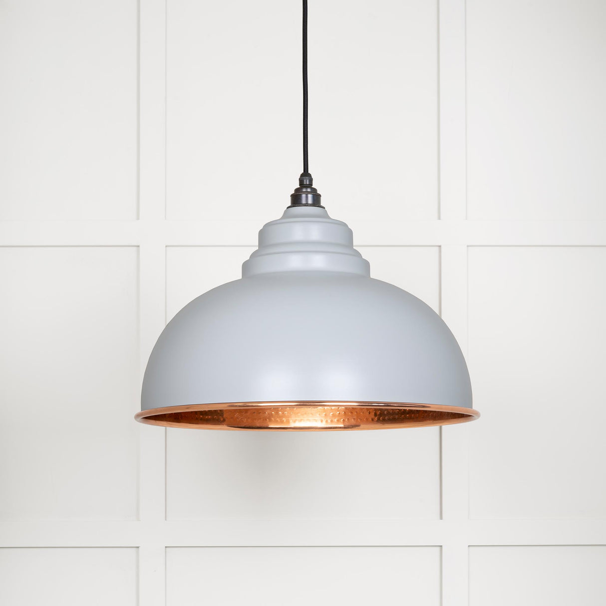 From The Anvil - Hammered Copper Harborne Pendant in Birch | Sku. 49501BI | Trade Door Handles.