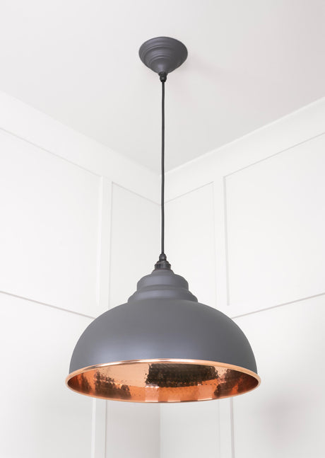 From The Anvil - Hammered Copper Harborne Pendant in Bluff | Sku. 49501BL | Trade Door Handles.
