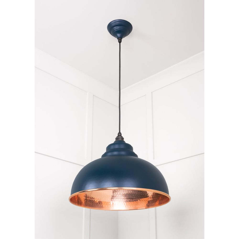 From The Anvil - Hammered Copper Harborne Pendant in Dusk | Sku. 49501DU | Trade Door Handles.
