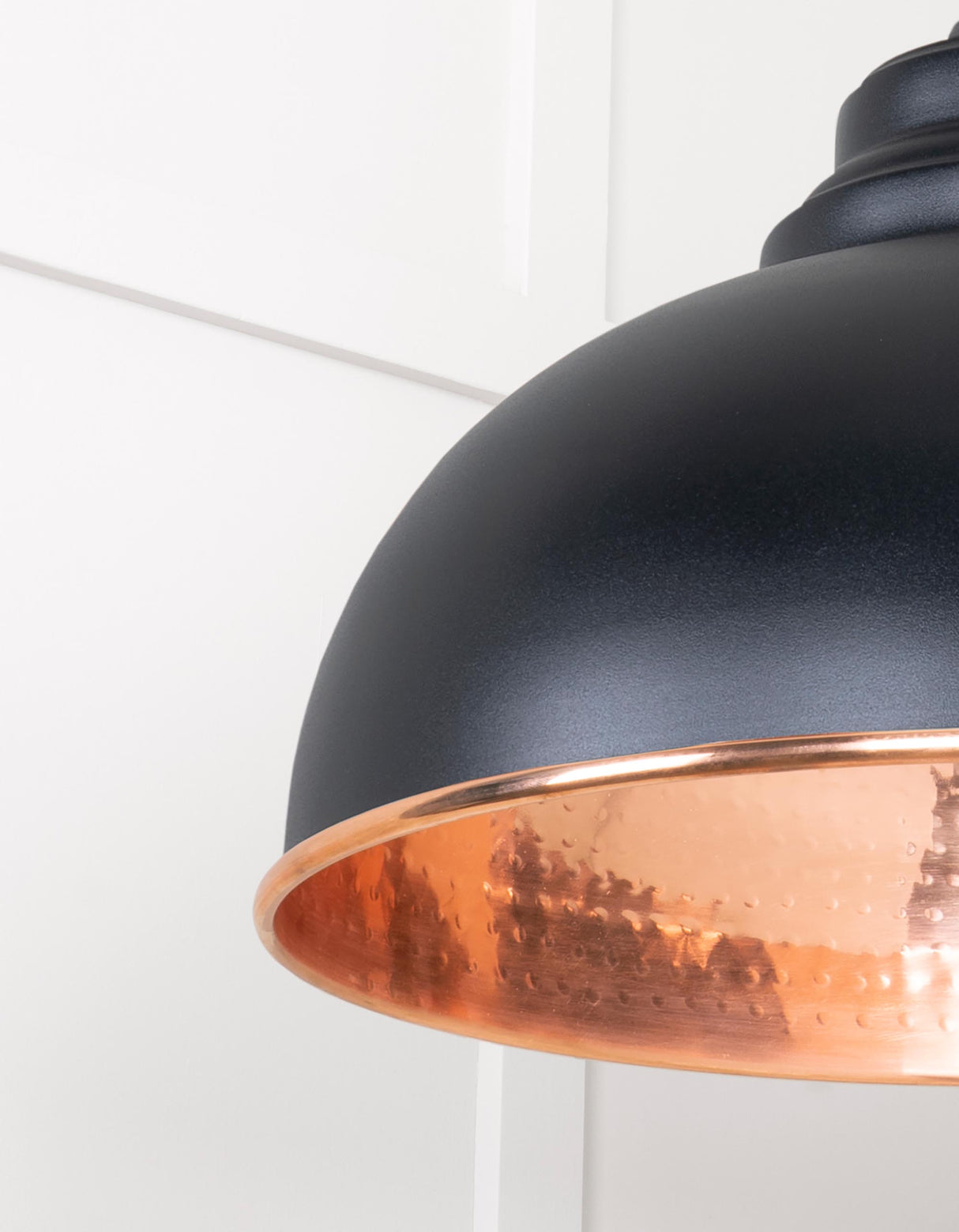 From The Anvil - Hammered Copper Harborne Pendant in Elan Black | Sku. 49501EB | Trade Door Handles.