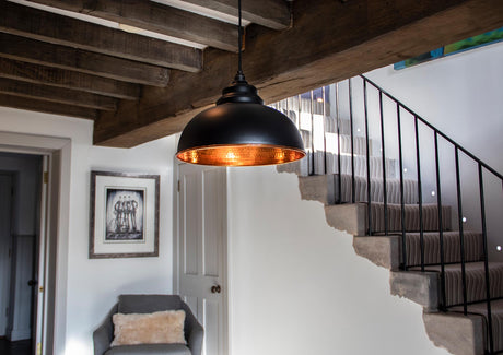 From The Anvil - Hammered Copper Harborne Pendant in Elan Black | Sku. 49501EB | Trade Door Handles.