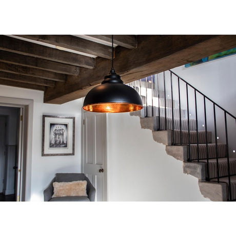From The Anvil - Hammered Copper Harborne Pendant in Elan Black | Sku. 49501EB | Trade Door Handles.
