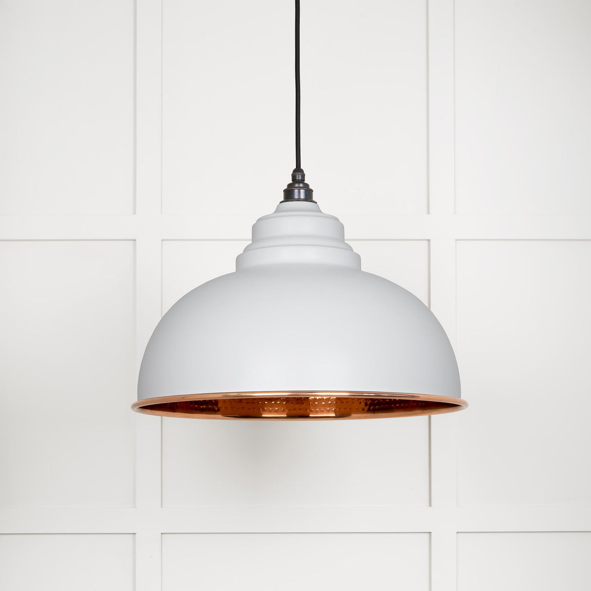 From The Anvil - Hammered Copper Harborne Pendant in Flock | Sku. 49501F | Trade Door Handles.