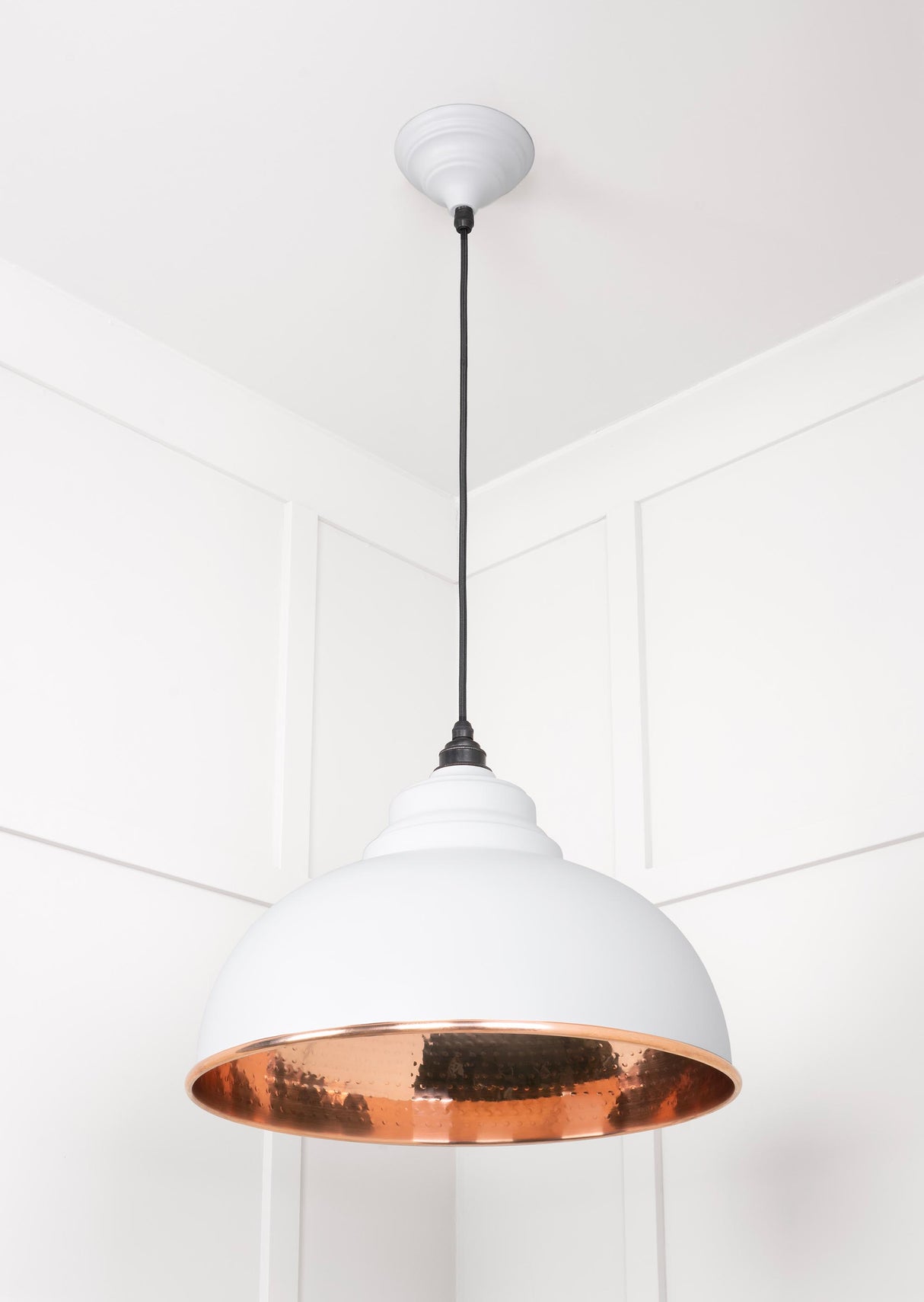 From The Anvil - Hammered Copper Harborne Pendant in Flock | Sku. 49501F | Trade Door Handles.