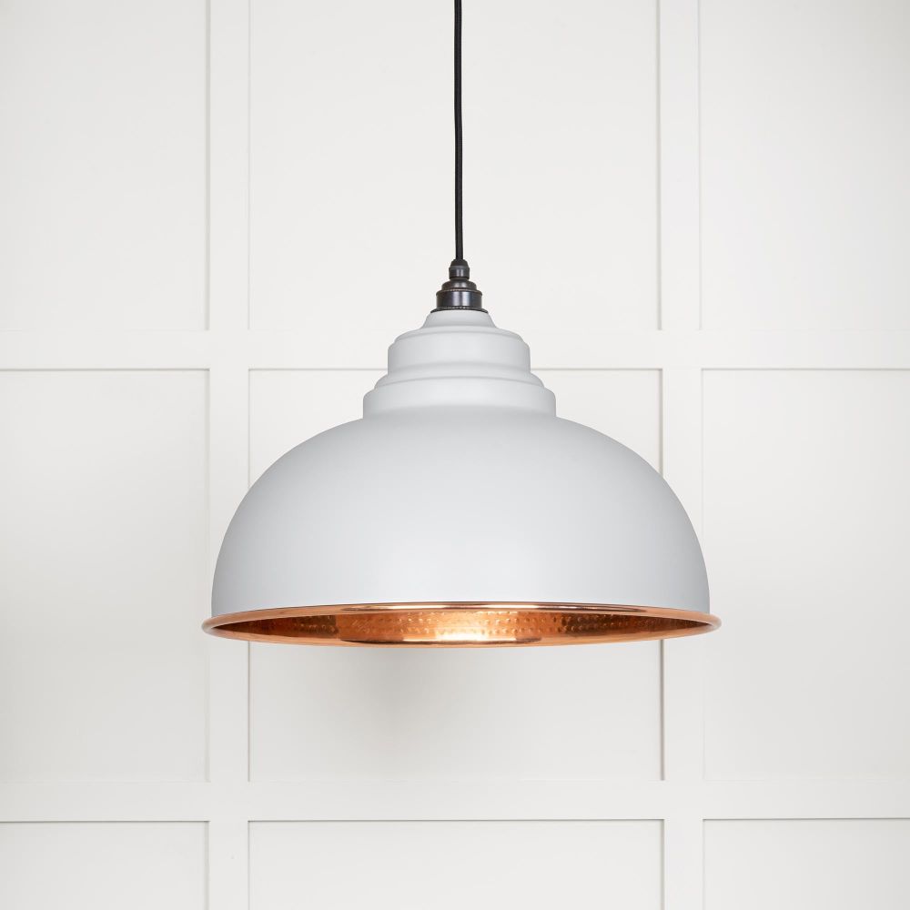 From The Anvil - Hammered Copper Harborne Pendant in Flock | Sku. 49501F | Trade Door Handles.