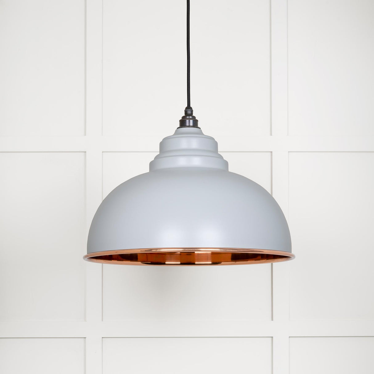From The Anvil - Smooth Copper Harborne Pendant in Birch | Sku. 49501SBI | Trade Door Handles.
