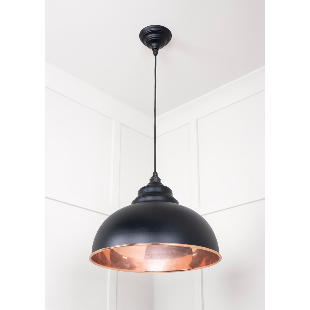 From The Anvil - Smooth Copper Harborne Pendant in Elan Black | Sku. 49501SEB | Trade Door Handles.