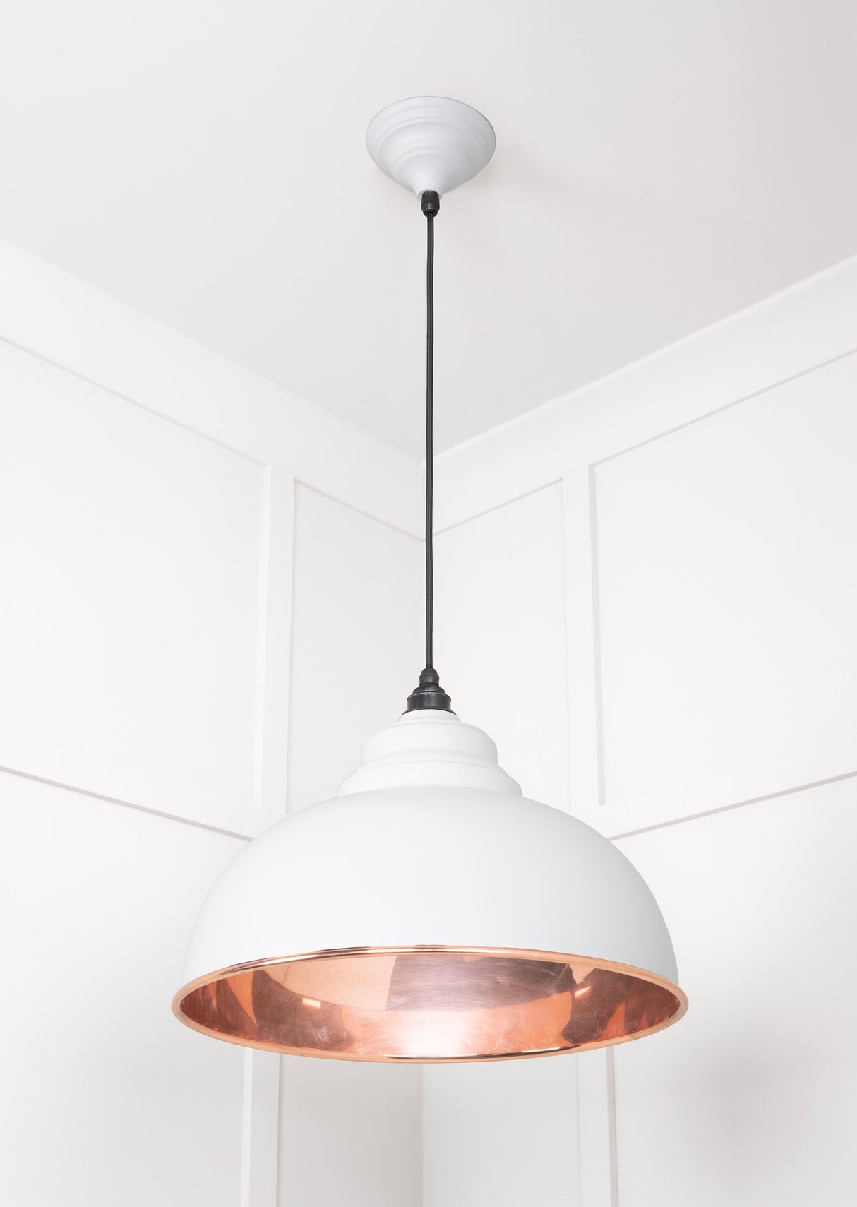 From The Anvil - Smooth Copper Harborne Pendant in Flock | Sku. 49501SF | Trade Door Handles.