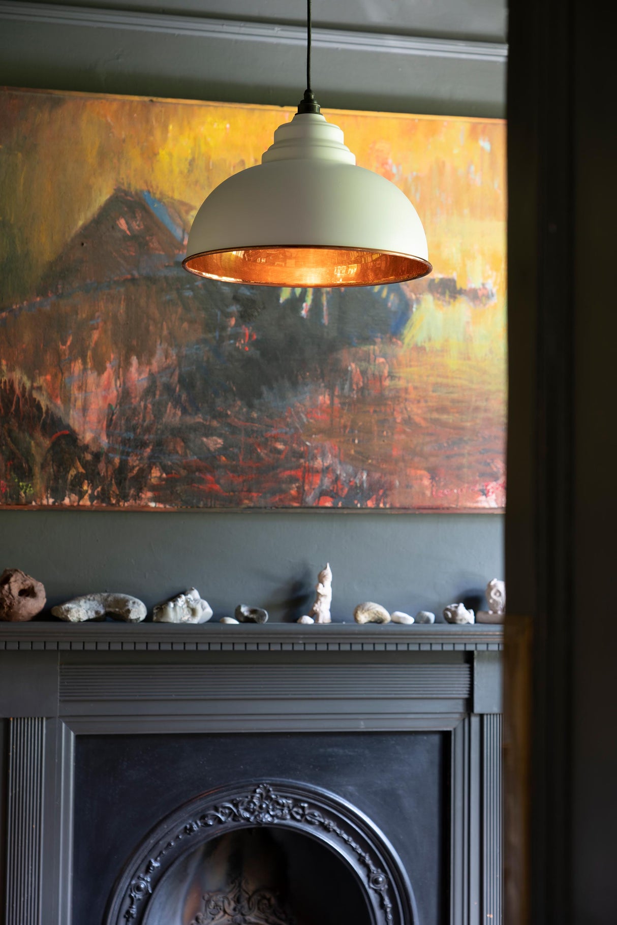 From The Anvil - Smooth Copper Harborne Pendant in Flock | Sku. 49501SF | Trade Door Handles.