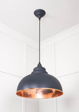From The Anvil - Hammered Copper Harborne Pendant in Slate | Sku. 49501SL | Trade Door Handles.