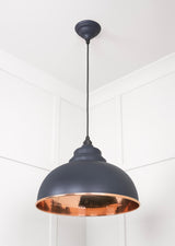 From The Anvil - Hammered Copper Harborne Pendant in Slate | Sku. 49501SL | Trade Door Handles.