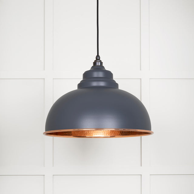 From The Anvil - Hammered Copper Harborne Pendant in Slate | Sku. 49501SL | Trade Door Handles.
