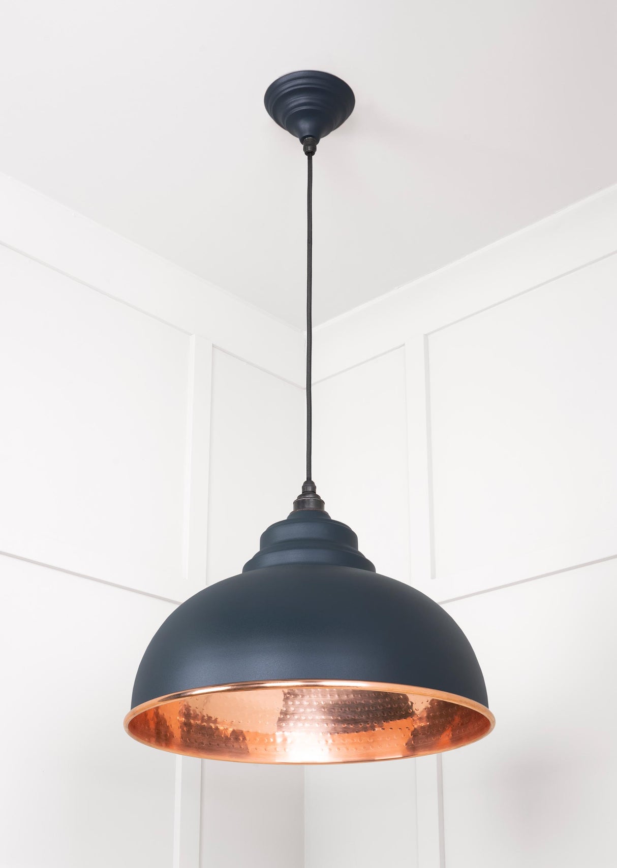 From The Anvil - Hammered Copper Harborne Pendant in Soot | Sku. 49501SO | Trade Door Handles.