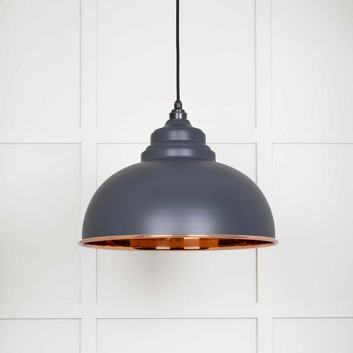 From The Anvil - Smooth Copper Harborne Pendant in Slate | Sku. 49501SSL | Trade Door Handles.