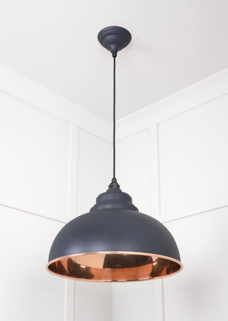 From The Anvil - Smooth Copper Harborne Pendant in Slate | Sku. 49501SSL | Trade Door Handles.
