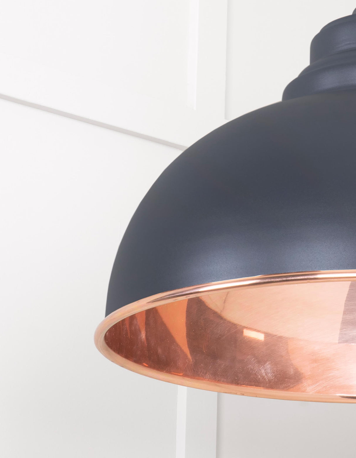 From The Anvil - Smooth Copper Harborne Pendant in Slate | Sku. 49501SSL | Trade Door Handles.