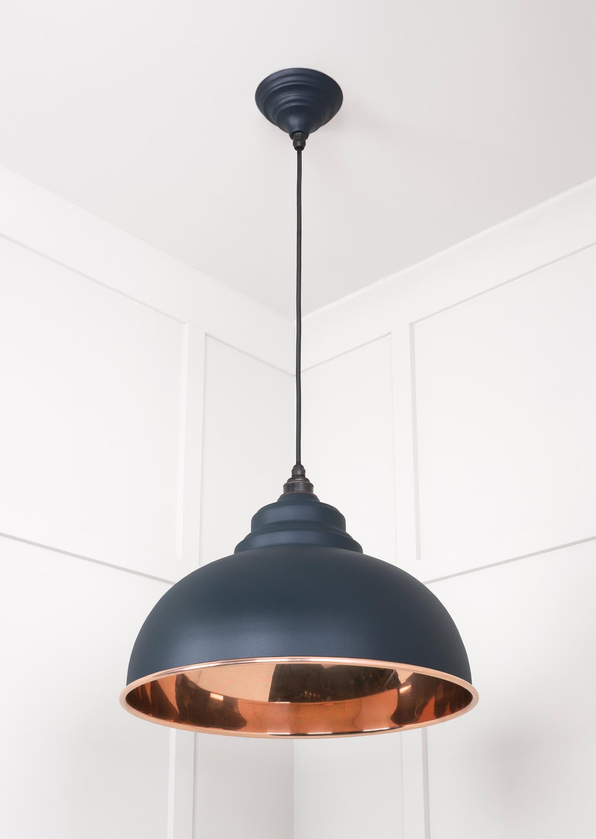 From The Anvil - Smooth Copper Harborne Pendant in Soot | Sku. 49501SSO | Trade Door Handles.