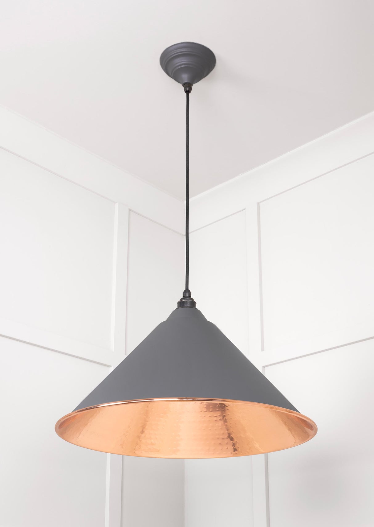 From The Anvil - Hammered Copper Hockley Pendant in Bluff | Sku. 49503BL | Trade Door Handles.