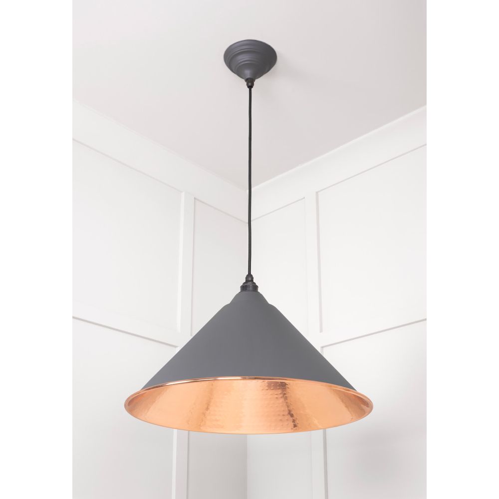 From The Anvil - Hammered Copper Hockley Pendant in Bluff | Sku. 49503BL | Trade Door Handles.