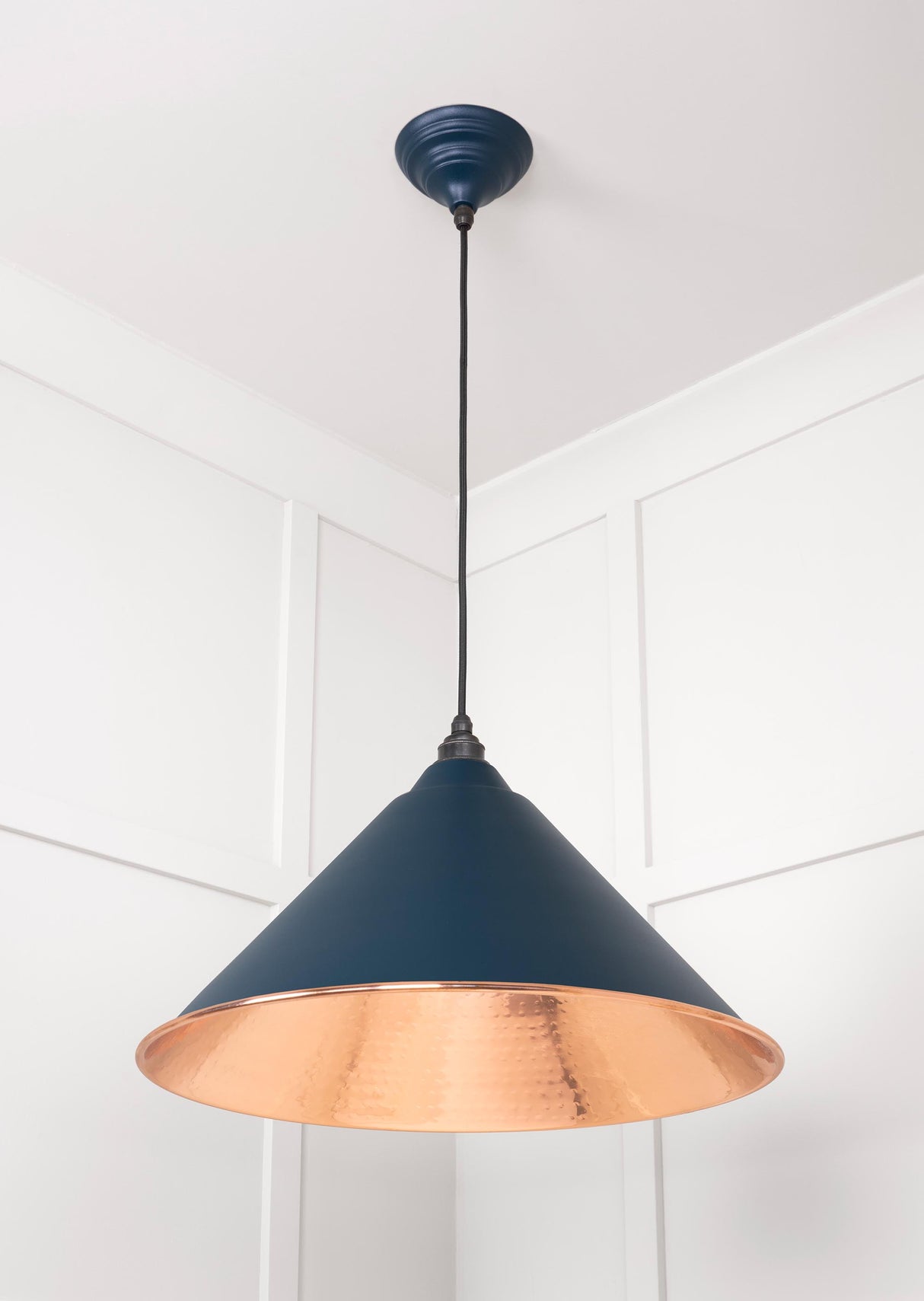 From The Anvil - Hammered Copper Hockley Pendant in Dusk | Sku. 49503DU | Trade Door Handles.