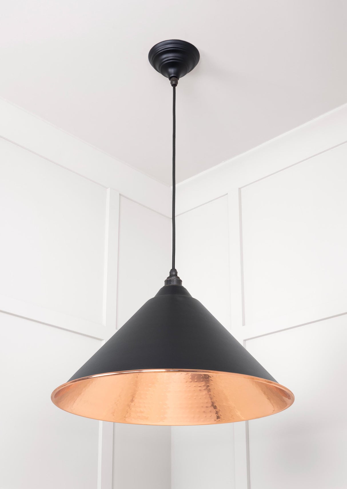 From The Anvil - Hammered Copper Hockley Pendant in Elan Black | Sku. 49503EB | Trade Door Handles.