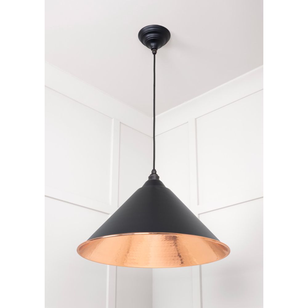 From The Anvil - Hammered Copper Hockley Pendant in Elan Black | Sku. 49503EB | Trade Door Handles.