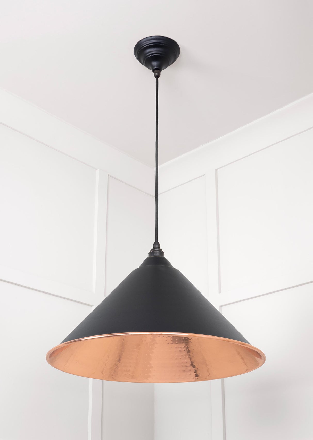From The Anvil - Hammered Copper Hockley Pendant in Elan Black | Sku. 49503EB | Trade Door Handles.
